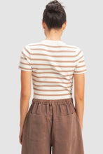 Load image into Gallery viewer, STRIPED AND KNIT CREW NECK CROP TOP