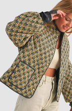 Load image into Gallery viewer, Floral Quilted Jacket With Ribbon Sleeve Detail