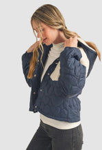 Load image into Gallery viewer, Mixed Media Puff Jacket With Hood