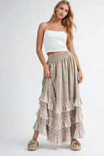 Load image into Gallery viewer, FLORAL RUFFLE MAXI SKIRT