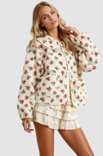 Load image into Gallery viewer, Floral Puffy Tie-front Long Sleeve Jacket