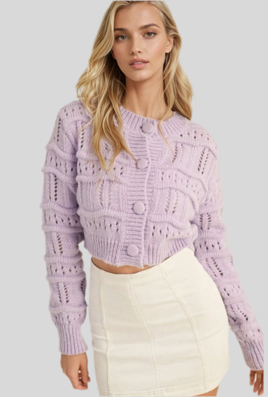 CROPPED POINTELLE SWEATER CARDIGAN – jcrown.us