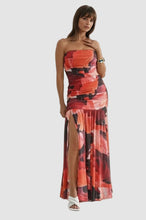 Load image into Gallery viewer, Crimson Bloom Strapless Maxi Dress