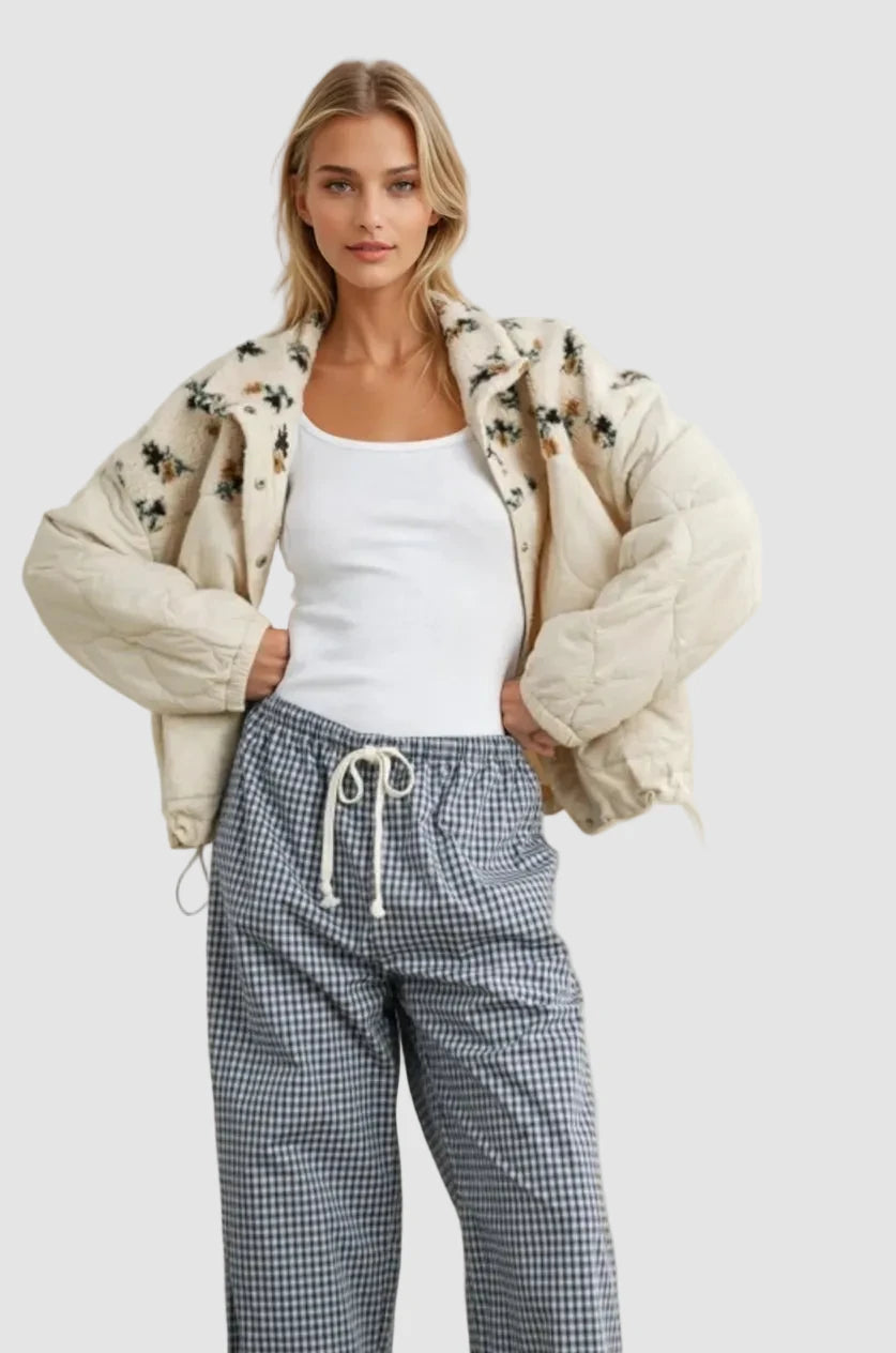 Floral Puffer Long Sleeve Jacket