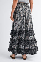 Load image into Gallery viewer, FLORAL RUFFLE MAXI SKIRT