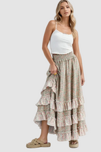 Load image into Gallery viewer, FLORAL RUFFLE MAXI SKIRT
