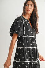 Load image into Gallery viewer, Floral Embroidered Black Dress