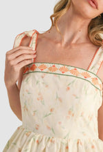 Load image into Gallery viewer, Embroidered Tie Strap Scallop Tiered Midi Dress