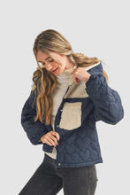 Load image into Gallery viewer, Mixed Media Puff Jacket With Hood