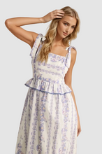 Load image into Gallery viewer, Peplum Hem Scalloped Lace Midi Dress