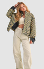Load image into Gallery viewer, Floral Quilted Jacket With Ribbon Sleeve Detail