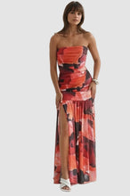 Load image into Gallery viewer, Crimson Bloom Strapless Maxi Dress