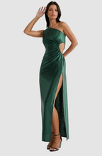 Load image into Gallery viewer, One-shoulder Rhinestone Cutout Maxi Dress
