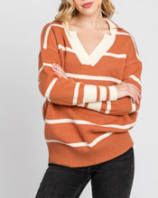 Load image into Gallery viewer, STRIPED COLLARED PULL OVER SWEATER