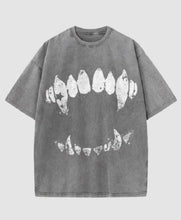 Load image into Gallery viewer, Short Sleeve T-Shirt Vintage Wash Tee Black Teeth Graphic Print