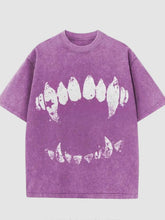 Load image into Gallery viewer, Short Sleeve T-Shirt Vintage Wash Tee Black Teeth Graphic Print