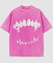 Load image into Gallery viewer, Short Sleeve T-Shirt Vintage Wash Tee Black Teeth Graphic Print