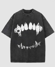 Load image into Gallery viewer, Short Sleeve T-Shirt Vintage Wash Tee Black Teeth Graphic Print