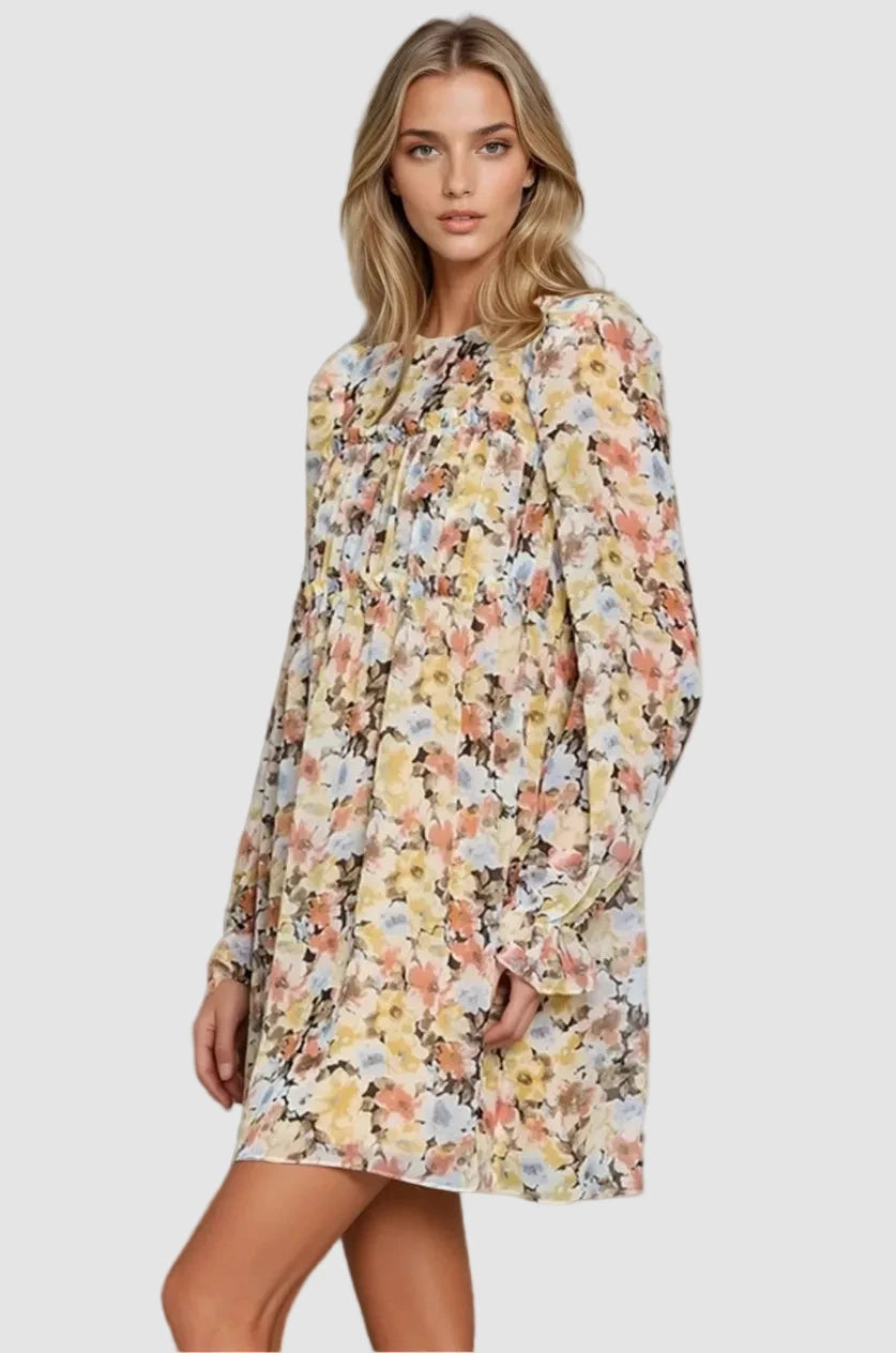 LONG SLEEVE TIERED MINI DRESS jcrown.us LONG SLEEVE TIERED MINI DRESS jcrown.us