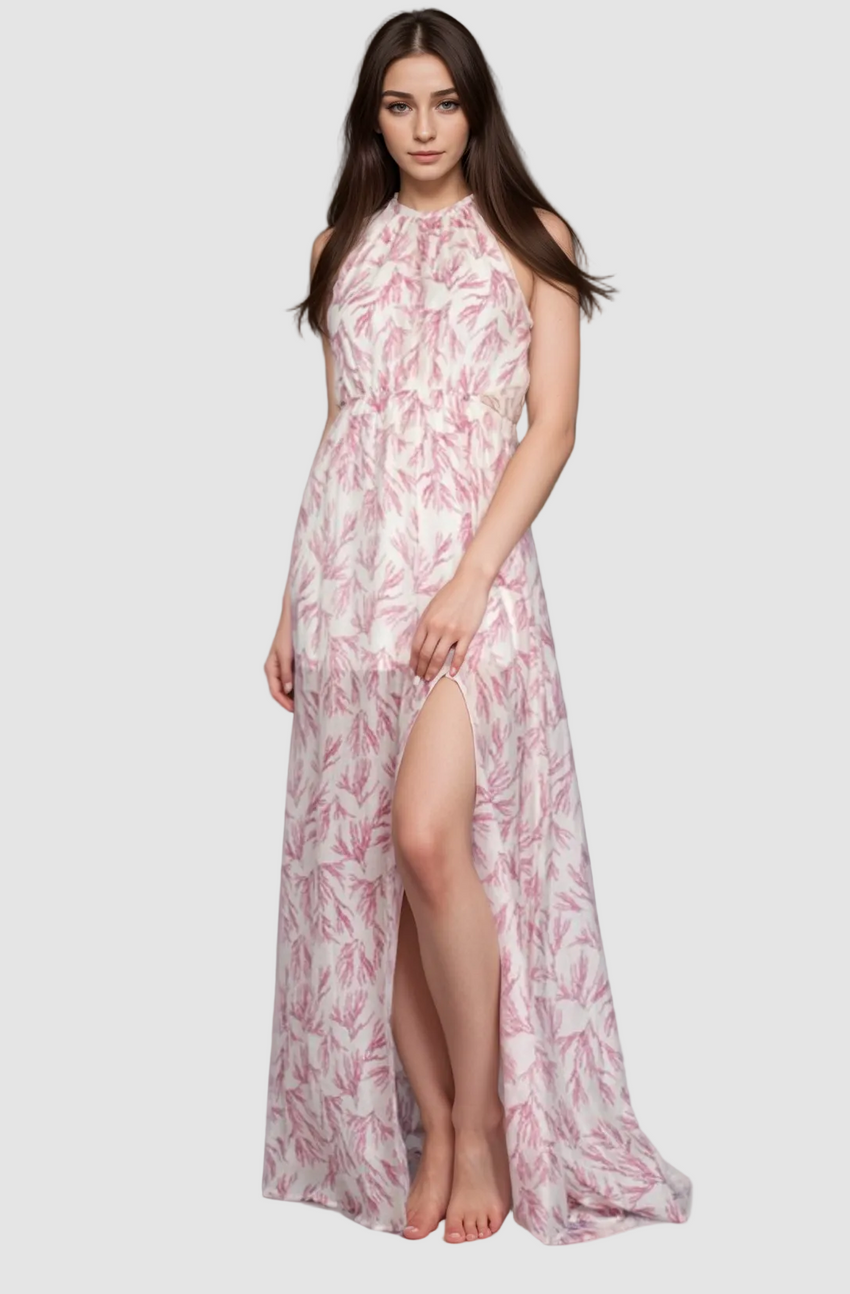 HALTER BACK NECK STRAP MAXI DRESS
