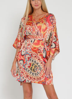 KIMONO TIE BACK WAISTED MINI DRESS