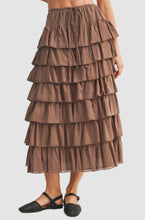 Load image into Gallery viewer, TIERED RUFFLE DRAWSTRING WAIST SKIRT
