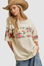 Load image into Gallery viewer, Floral Print Short Sleeves French Terry Top
