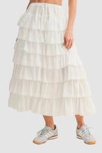 Load image into Gallery viewer, TIERED RUFFLE DRAWSTRING WAIST SKIRT
