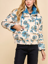 Load image into Gallery viewer, Floral Print Puffer Hooded Jacket
