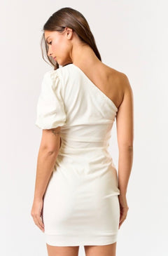 Asymmetrical Shoulder Waist Cut Out Dress