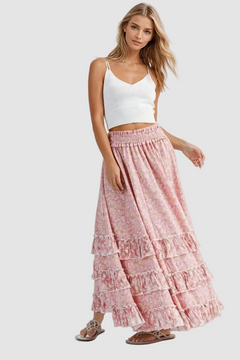 FLORAL RUFFLE MAXI SKIRT