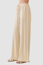 Load image into Gallery viewer, RIBBED WAIST ELASTIC WITH TIE WIDE LEG PANTS
