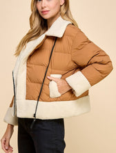 Load image into Gallery viewer, Sherpa Trim Padded Puffer Jacket
