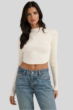 Load image into Gallery viewer, Ribbed Mock Neck Crop Sweater – Long Sleeve Knit Top for Women
