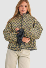Load image into Gallery viewer, Floral Quilted Jacket With Ribbon Sleeve Detail
