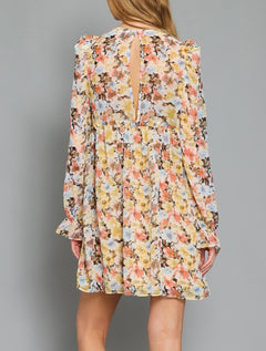 LONG SLEEVE TIERED MINI DRESS