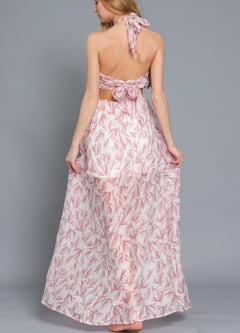 HALTER BACK NECK STRAP MAXI DRESS