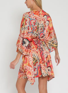 KIMONO TIE BACK WAISTED MINI DRESS