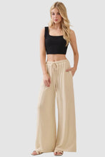 Load image into Gallery viewer, RIBBED WAIST ELASTIC WITH TIE WIDE LEG PANTS
