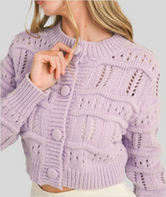 Load image into Gallery viewer, CROPPED POINTELLE SWEATER CARDIGAN
