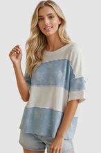 Load image into Gallery viewer, SHORT SLEEVE SOLID RIB FLORAL COLOR BLOCK
TOP
