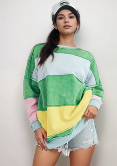 Rugby Color Block Stripe Sweatershirt