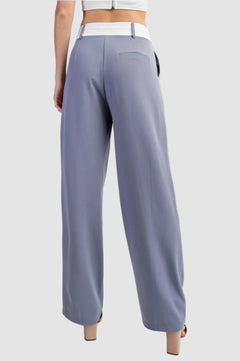 TAILORED PLEATED WOVEN PANTS WAISTBAND