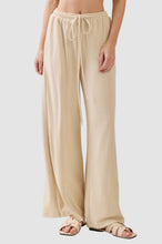 Load image into Gallery viewer, RIBBED WAIST ELASTIC WITH TIE WIDE LEG PANTS
