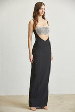 Load image into Gallery viewer, PEARL AND RHINESTONE CUTOUT LONG DRESS

