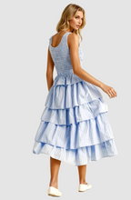 Load image into Gallery viewer, Striped Tiered Ruffle Midi Dress
