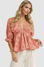 Load image into Gallery viewer, HAZLE EYELET EMBROIDERED TOP
