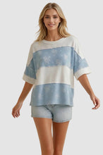 Load image into Gallery viewer, SHORT SLEEVE SOLID RIB FLORAL COLOR BLOCK
TOP
