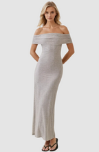 Load image into Gallery viewer, Off-shoulder Ribbed Knit Maxi Dress
