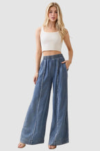 Load image into Gallery viewer, TENCEL DENIM PULL ON WIDE LEG PANTS
